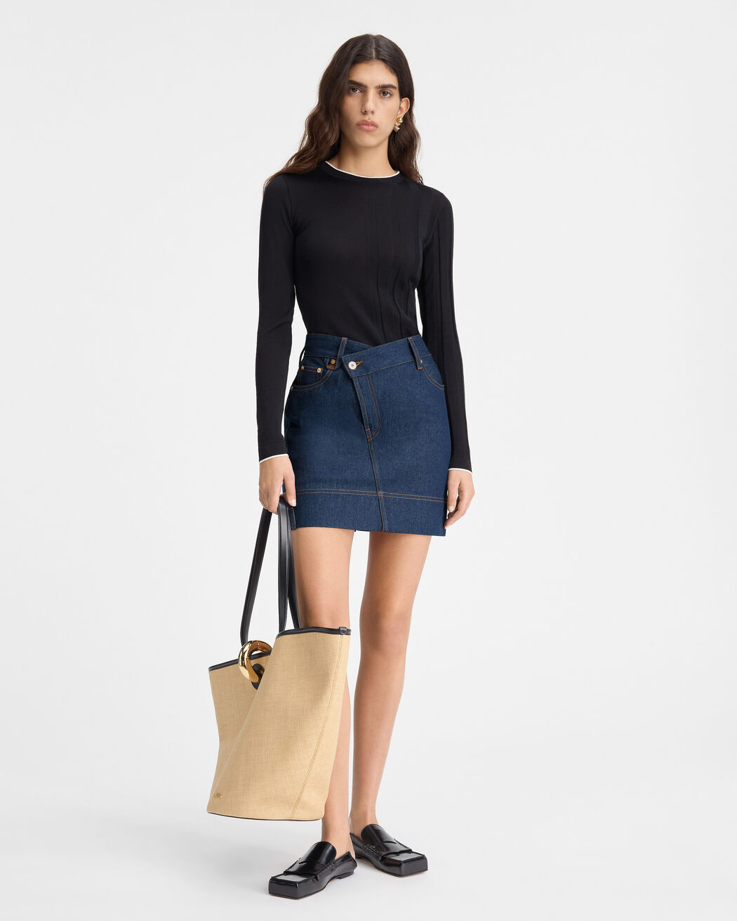 The de-Nîmes denim mini skirt jacquemus the de n mes denim mini skirt