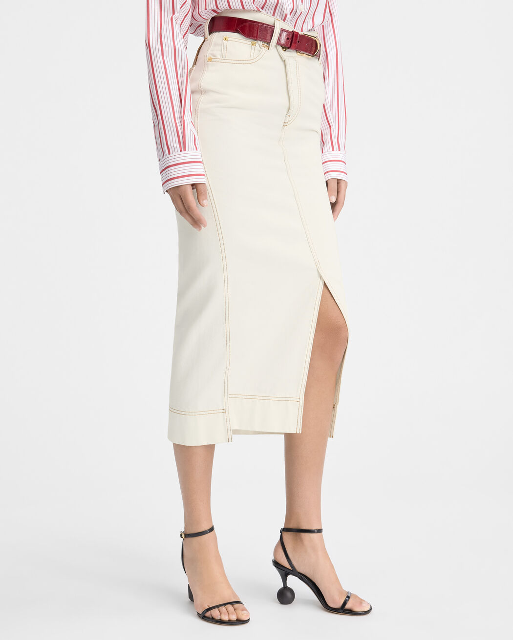 The de-Nîmes denim skirt jacquemus the de n mes denim skirt